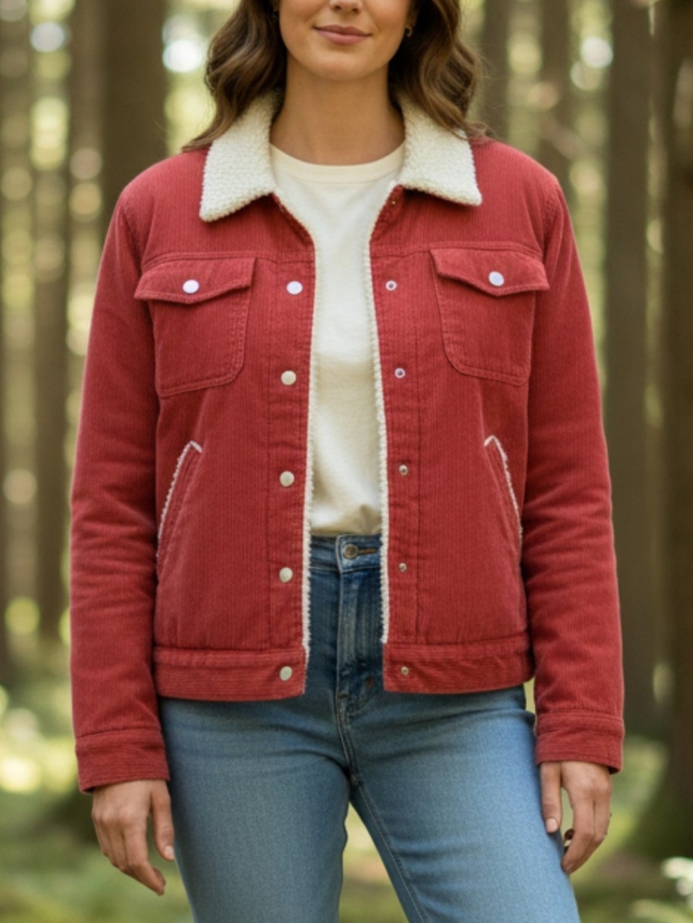Xhilaration Corduroy Teddy Collar Jacket in Rose Red